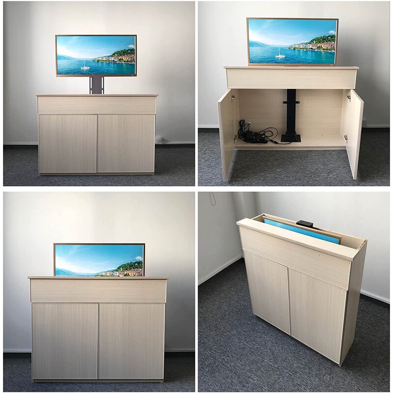 32-70inch Electric Height Adjustable Cabinet Bed TV Mount Manufacturer - Compact Electric Auto Motorised TV Lift Stand with Remote Control