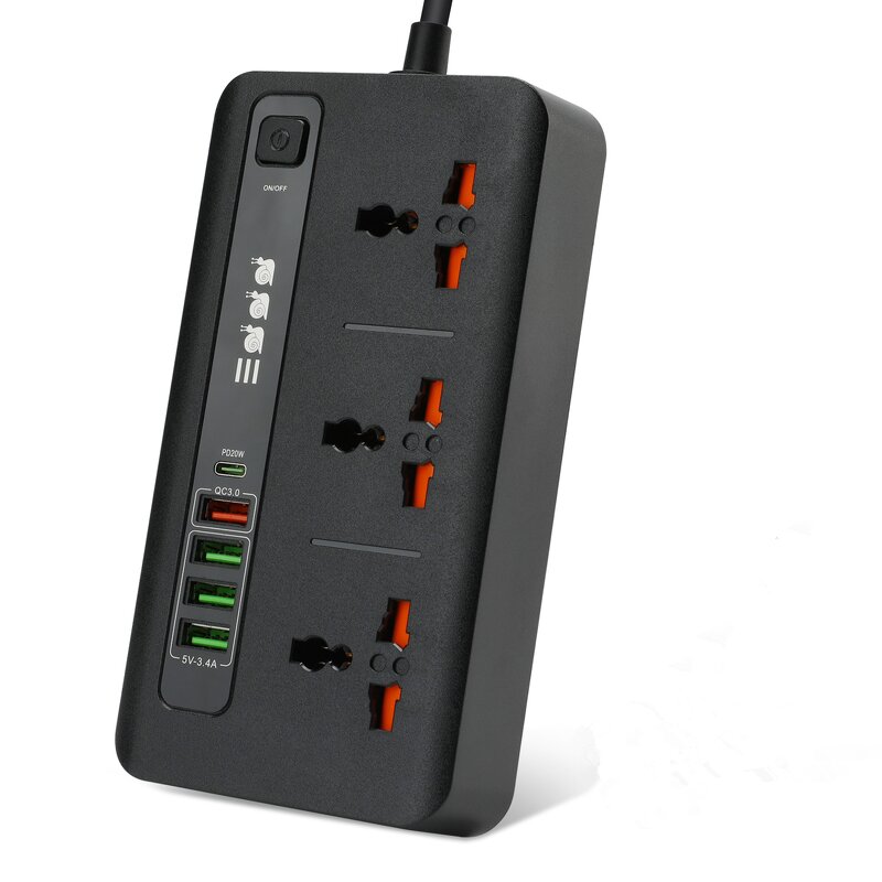 Universal Power Outlet Manufacturer - PD20W QC3.0 Charger Surge Protector Power Strip with USB 4 Outlet Power Socket Type-C Extension Socket