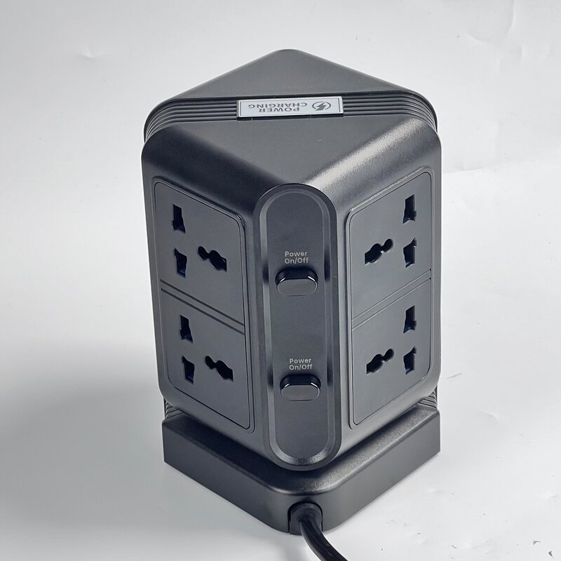 8 Way Universal Vertical Portable Power Strip Manufacturer - 8 Outlets 4 USB Ports (2+2C) Surge Protector Hospital Grade Extension Socket