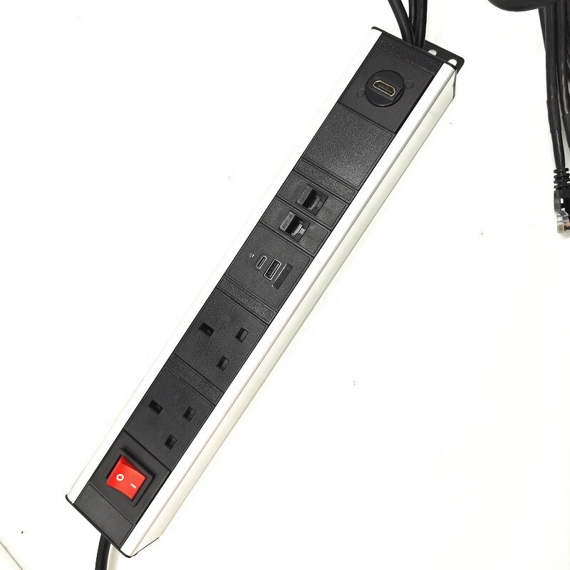 Customize Smart Aluminum Alloy Power Strip Manufacturer - 3 UK Power Rack Mount PDU Power Distribution Unit Socket with USB-C Data Port