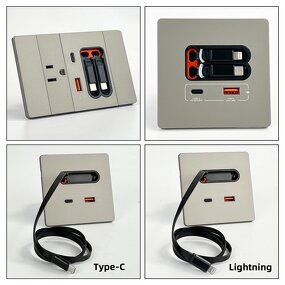 Innovative 2025 Multifunctional USB Socket Manufacturer - with Charging Line 20W Type-C Power Outlet Panel Wall Socket