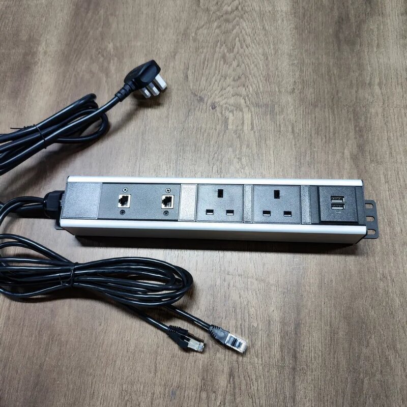 3 Power Outlet Rack Mount PDU Socket Manufacturer - Aluminum Alloy Universal Power Distribution UK PDU Socket 13A with RJ45