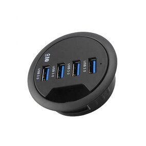 Hidden in Table Smart 4-Port USB3.0 Hub Manufacturer - Round Shape Super Speed 5Gbps Built-in Desk 4 Port USB 3.0 Hub Cable Wire Grommet Box