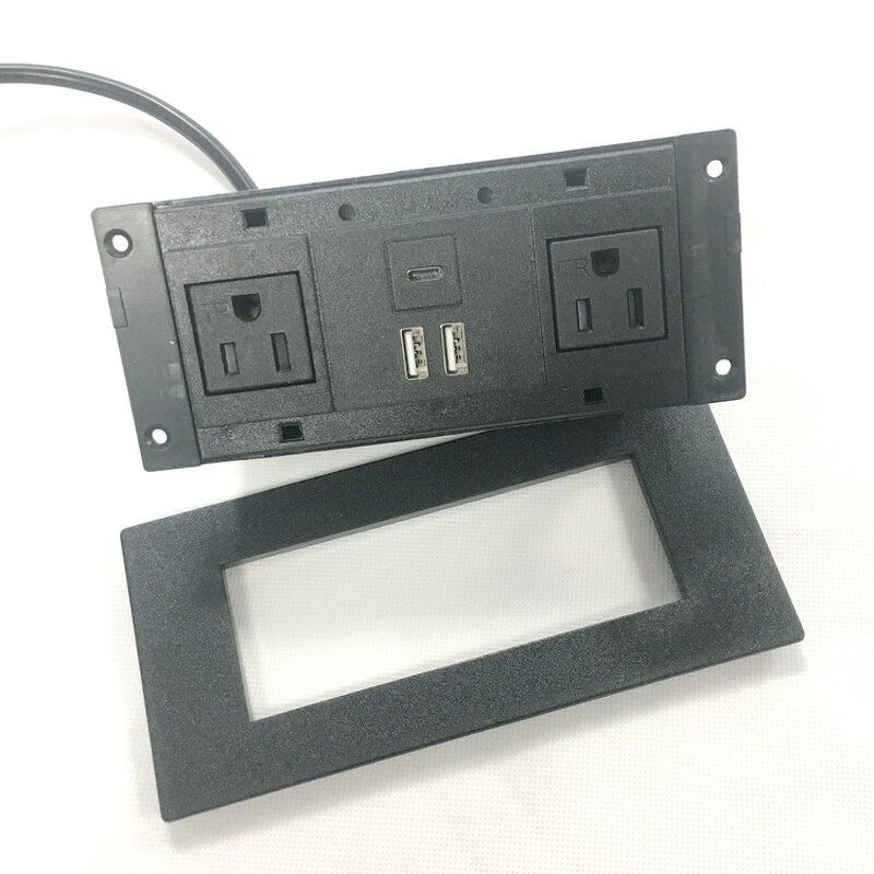Desktop Power Strip Manufacturer - USB Recessed Power Socket Conference Table Power Outlet Grommet Socket with 2 US Plug 3 USB Port