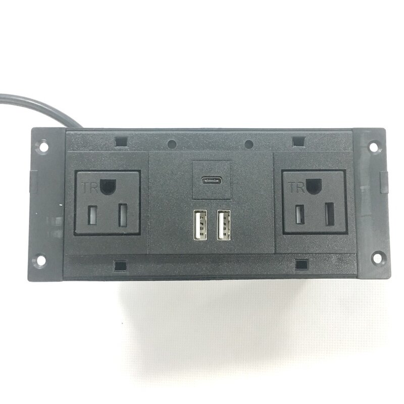 Desktop Power Strip Manufacturer - USB Recessed Power Socket Conference Table Power Outlet Grommet Socket with 2 US Plug 3 USB Port