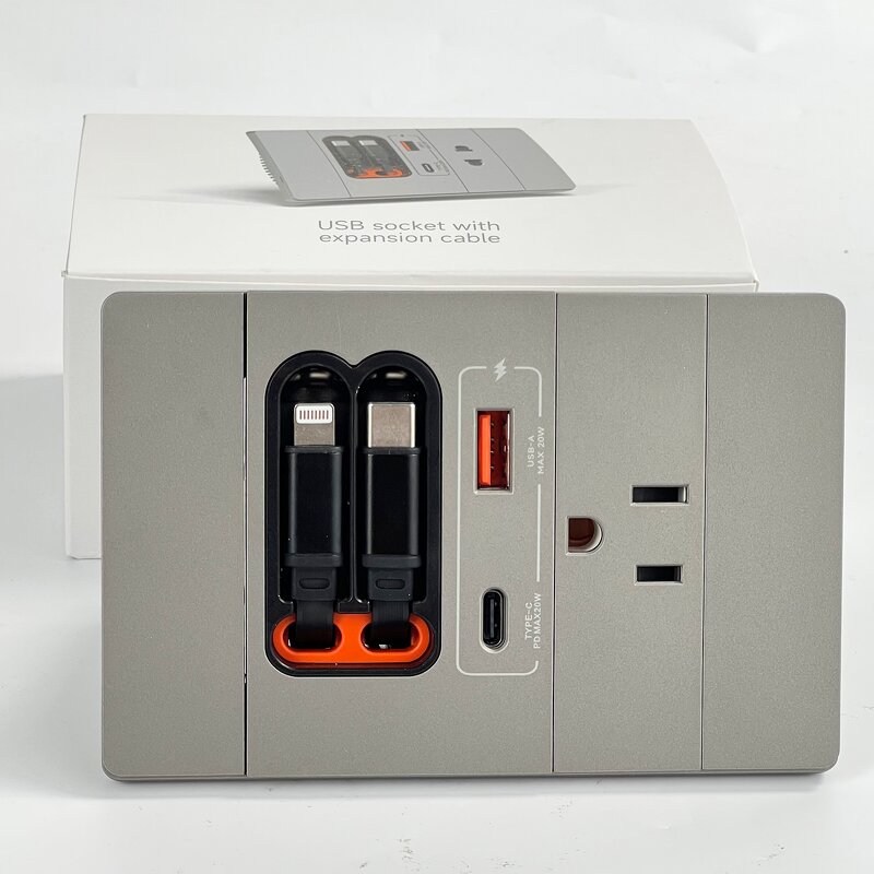 Best Sellers US AC Wall Electrical Socket Manufacturer - Surface Mount Electric 2 Type-C Charging Cable USB Controlled Power Socket