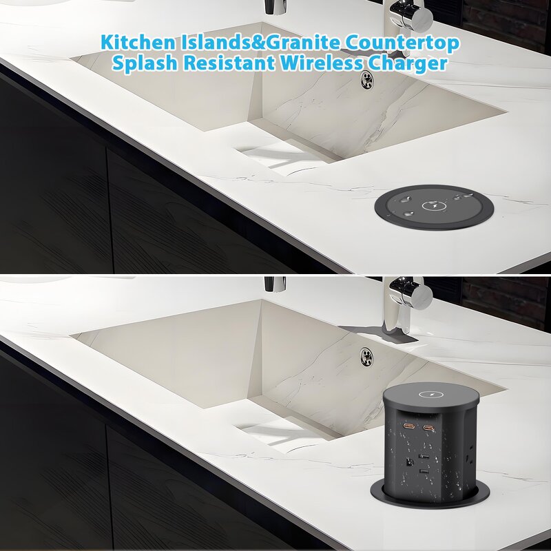 US Smart Pop-up Outlet Manufacturer - Countertop Receptacle Power Strip with 4 AC Outlet Hydraulic Pop-up Lifting Tower Wireless Socket