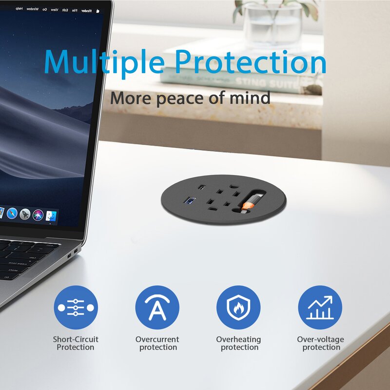 USB-C PD20W Fast Charging Station Manufacturer - Telescopic Data Cable for Smartphone 3 Inch Recessed Power Grommet