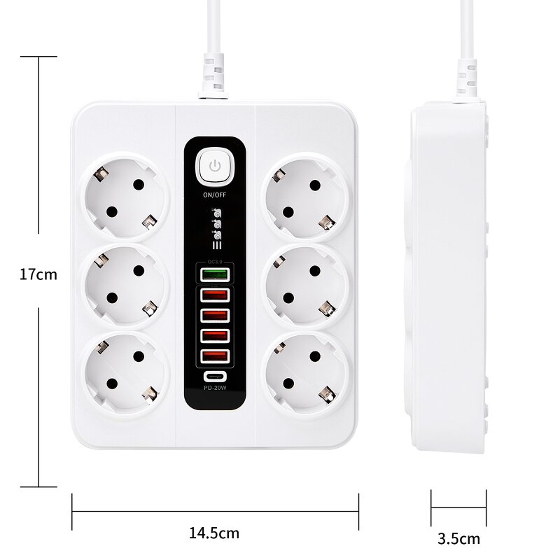 High Power Universal Outlet Manufacturer - All Outlets Can Be Customized 65W USB Rapid Charger Type-C Extension Power Strip