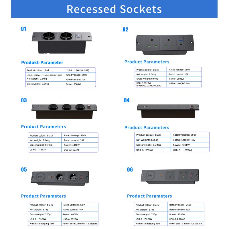 PDU Power Strip Universal Rack Special Socket Manufacturer - All Bronze 13A 7 Units 19inch 1.5U Aluminum Enclosure UK Outlet