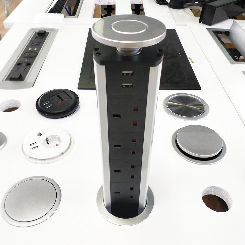 Electrical Manual UK Power Tabletop Pop-up Tower Socket Manufacturer - Hidden Concealed UK Standard Extension Retractable Kitchen Sockets Out