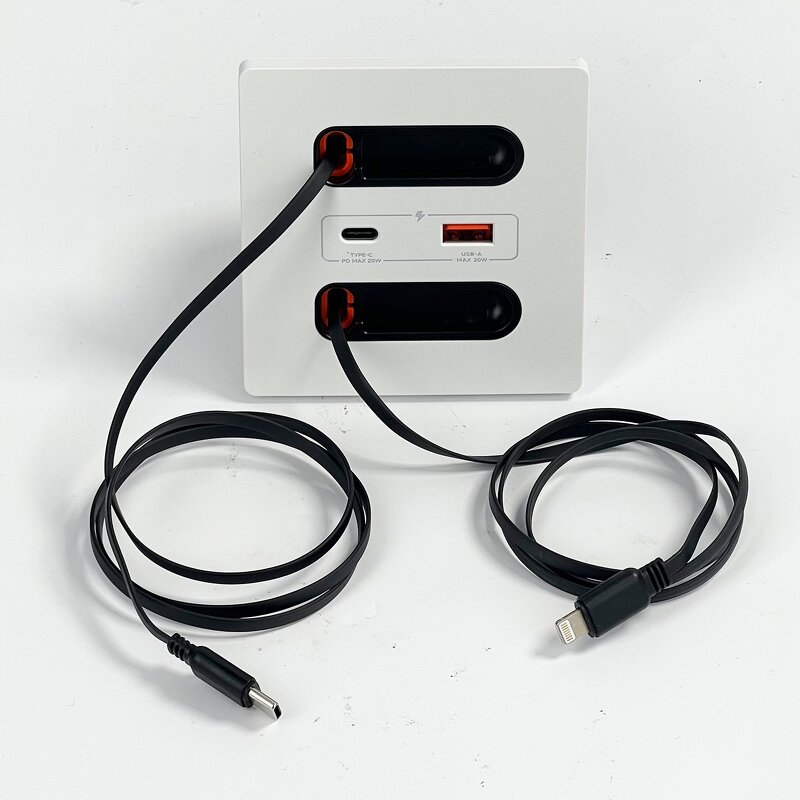 Fast Charging PD20W Type-C Wall Socket Manufacturer - Plastic Panel Retractable Wire Data Cable Multi-Function Wall Power Plug Outlet