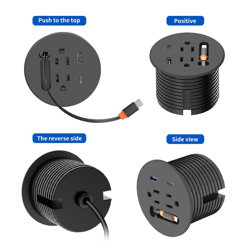 USB-C PD20W Fast Charging Station Manufacturer - Telescopic Data Cable for Smartphone 3 Inch Recessed Power Grommet
