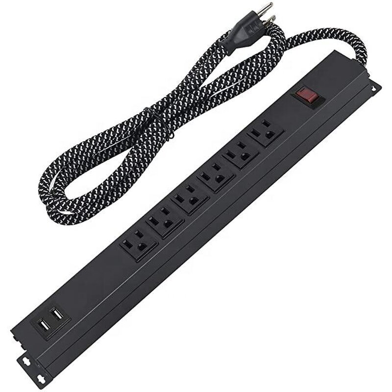 Multi Plugs Power Distribution Unit Manufacturer - USB Network Function 1U 125V 15A Custom 6 Outlet PDU for Workstation Office Hotel
