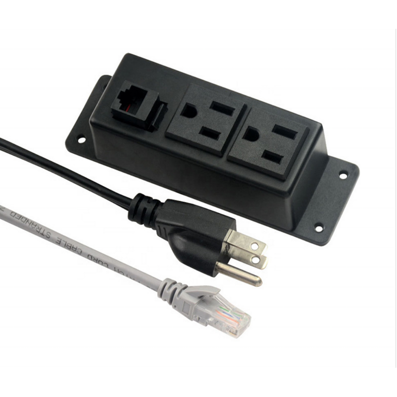 US Power Plug Furniture Power Distribution Units Manufacturer - Office Desk Power and USB Charging Hub with Network RJ45 Cat6