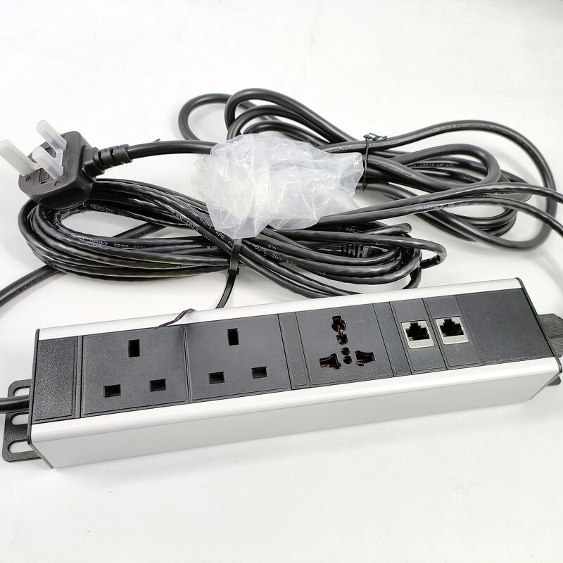 3 Power Outlet Rack Mount PDU Socket Manufacturer - Aluminum Alloy Universal Power Distribution UK PDU Socket 13A with RJ45