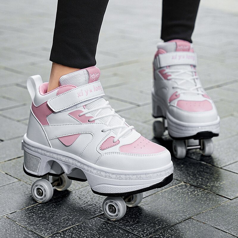 Roller Skates Manufacturer - Unisex Automatic Pop-up High Top 4 Wheel Outdoor Dual-Purpose