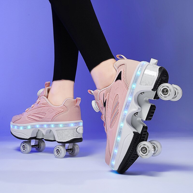 Roller Skates Manufacturer - Women's High 4-Wheel Dual-Purpose Flashing Wheels