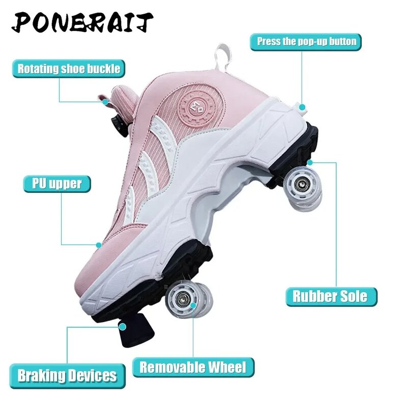 Roller Skates Manufacturer - Automatic Telescopic Four-Wheeled Deformed Design PU Insole