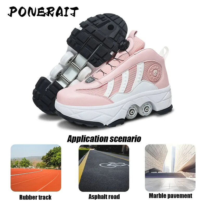 Roller Skates Manufacturer - Automatic Telescopic Four-Wheeled Deformed Design PU Insole