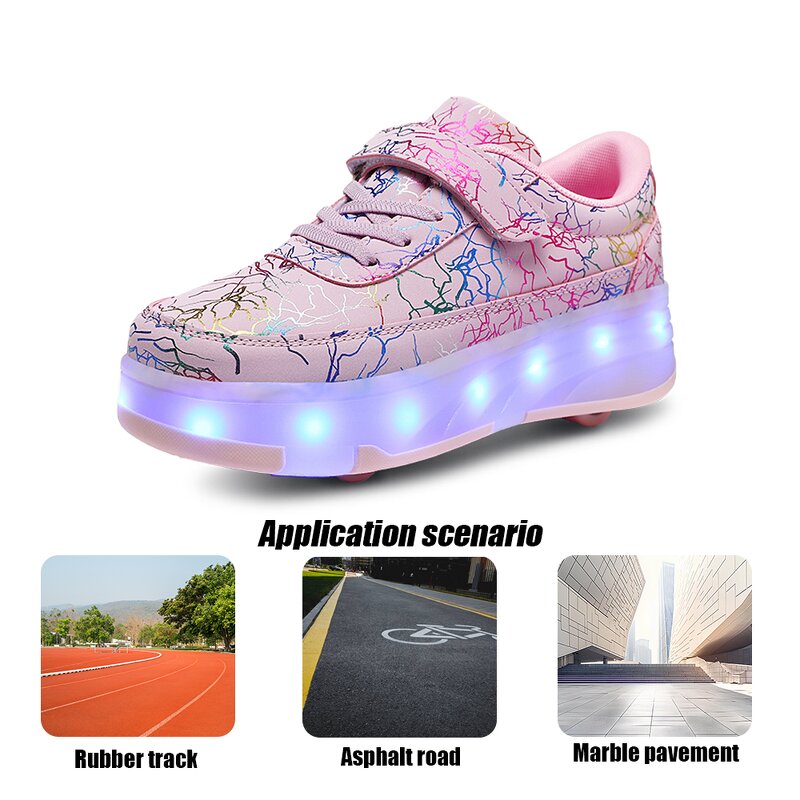 Roller Skates Manufacturer - Women's 4-Wheel Sneakers with Detachable LED Flashing Wheels
