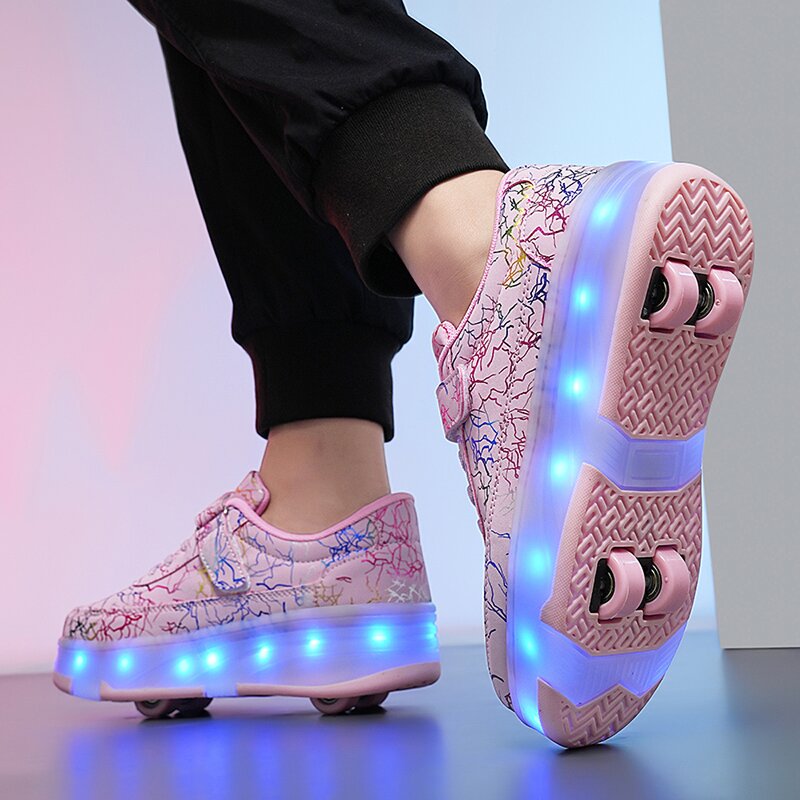 Roller Skates Manufacturer - Women's 4-Wheel Sneakers with Detachable LED Flashing Wheels