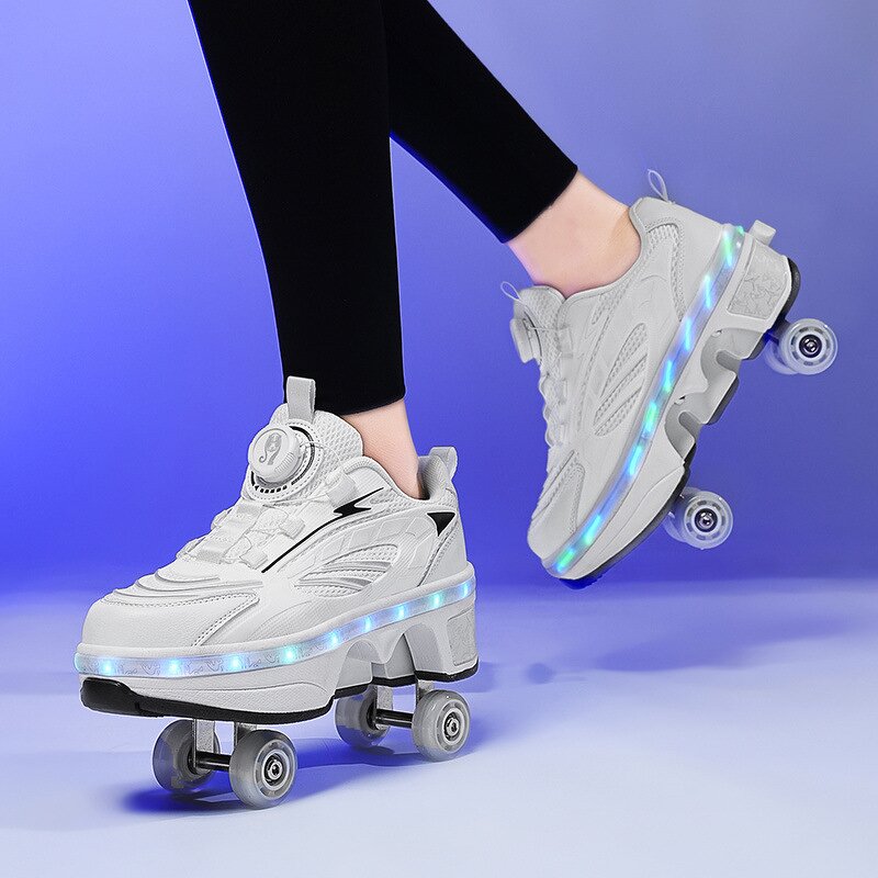 Roller Skates Manufacturer - Women's High 4-Wheel Dual-Purpose Flashing Wheels