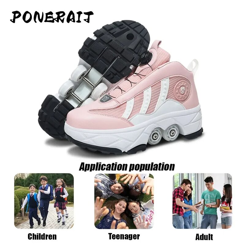 Roller Skates Manufacturer - Automatic Telescopic Four-Wheeled Deformed Design PU Insole