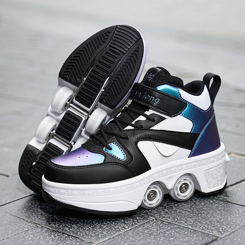 Roller Skates Manufacturer - Unisex Automatic Pop-up High Top 4 Wheel Outdoor Dual-Purpose