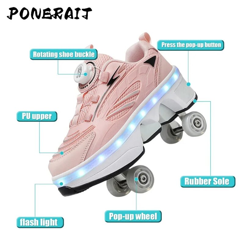 Roller Skates Manufacturer - Retractable Four-Wheel Outdoor Switchable Modes for Girls
