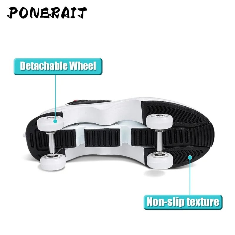 Roller Skates Manufacturer - Women's Professional 4-Wheel LED Detachable New Leather Wheels