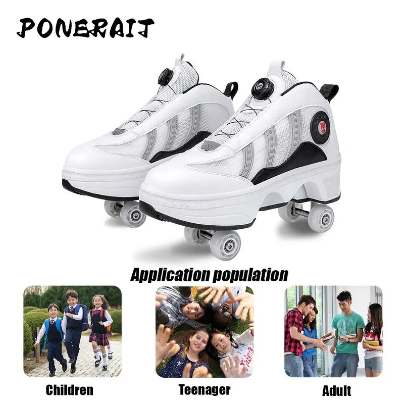 Roller Skates Manufacturer - Women's Professional 4-Wheel LED Detachable New Leather Wheels