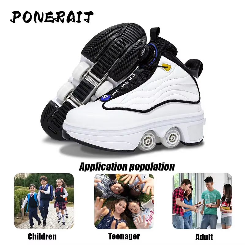Roller Skates Manufacturer - Unisex Automatic Retractable 4-Wheel ABEC-7 Bearings Dual-Purpose