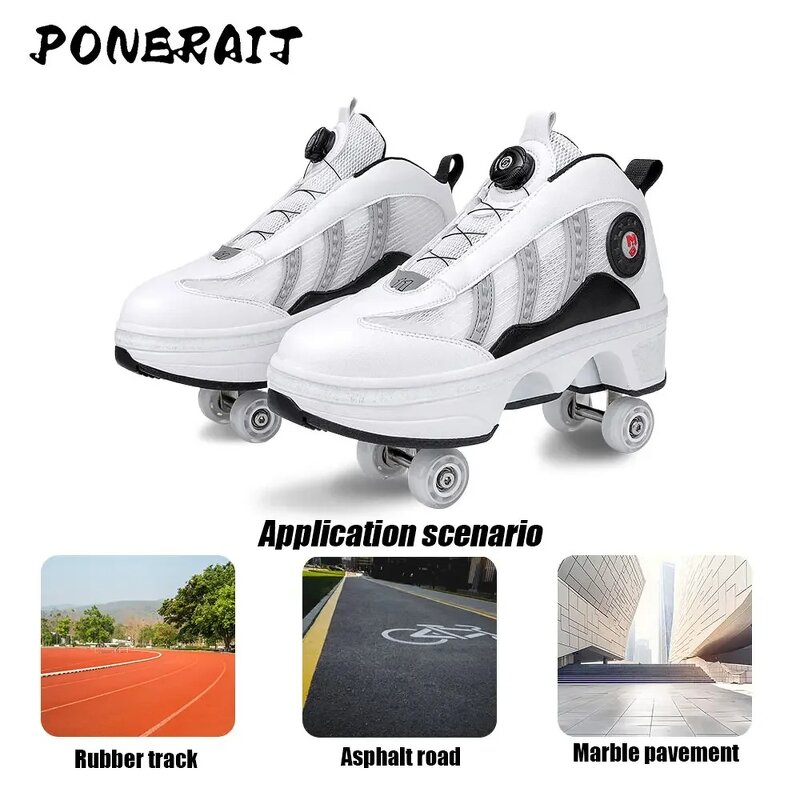 Roller Skates Manufacturer - Women's Professional 4-Wheel LED Detachable New Leather Wheels