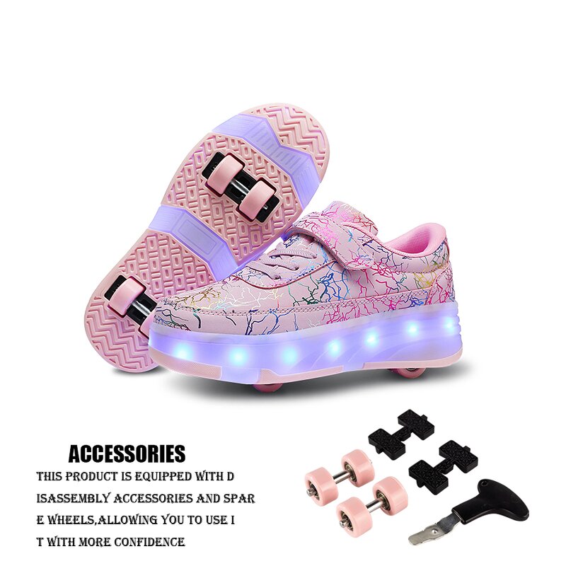 Roller Skates Manufacturer - Women's 4-Wheel Sneakers with Detachable LED Flashing Wheels