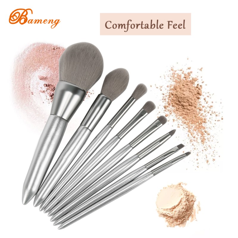 Makeup Brush Set Supplier - 8 Pcs Silver With Case