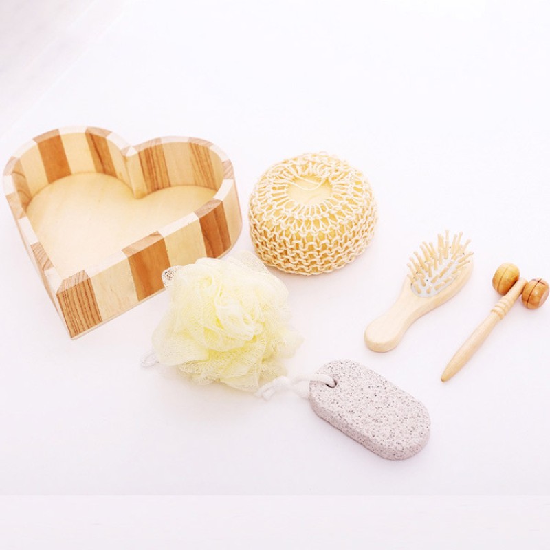 Wooden Spa Set Supplier - 6 Pieces Heart Shape