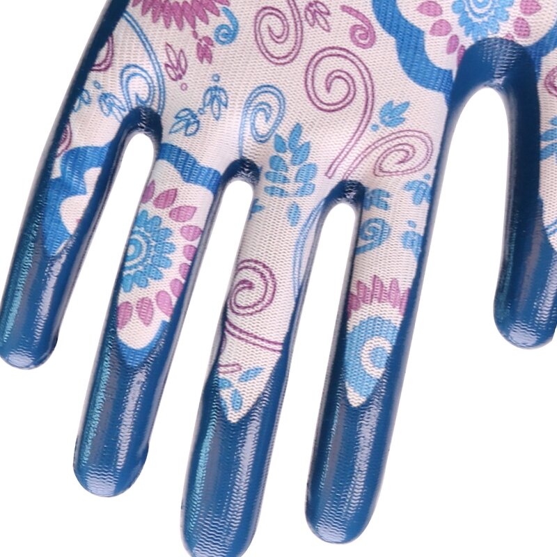 Star Garden XL 13g Gloves Manufacturer - Customized Pattern Printed Blue Nitrile Work Safety with Waterproof Anti-Slip Functions