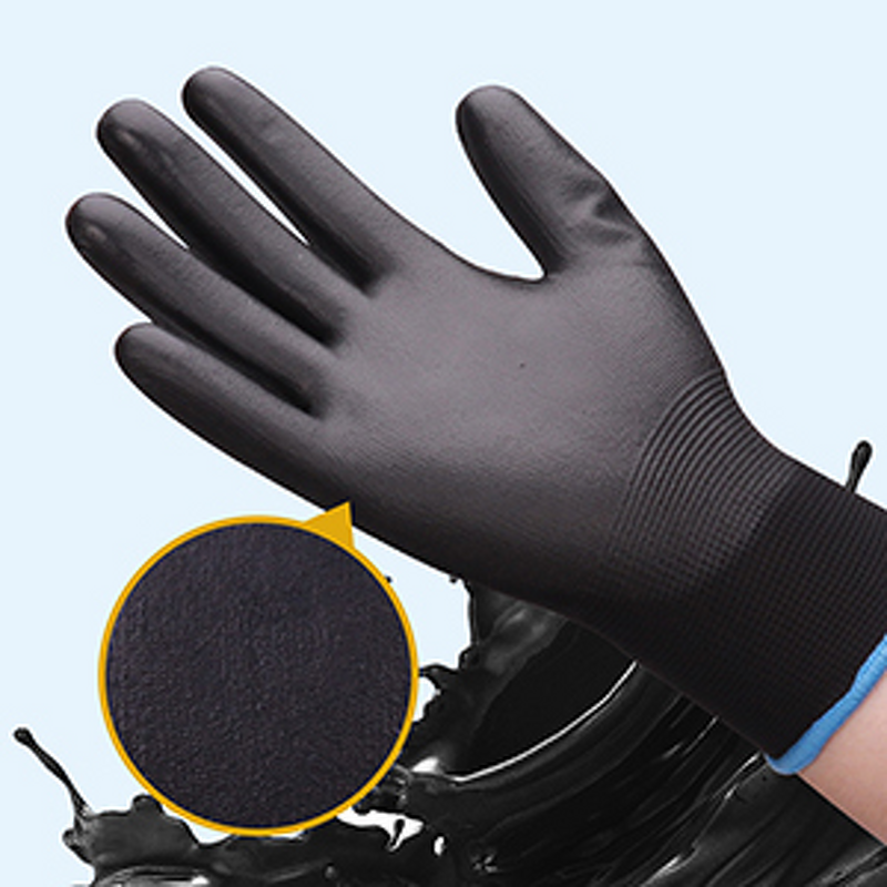 CE Certificated Work Gloves Manufacturer - Black PU with Nylon Lining EN388 Safe for Garden Mechanic Home Improvement & Cleaning