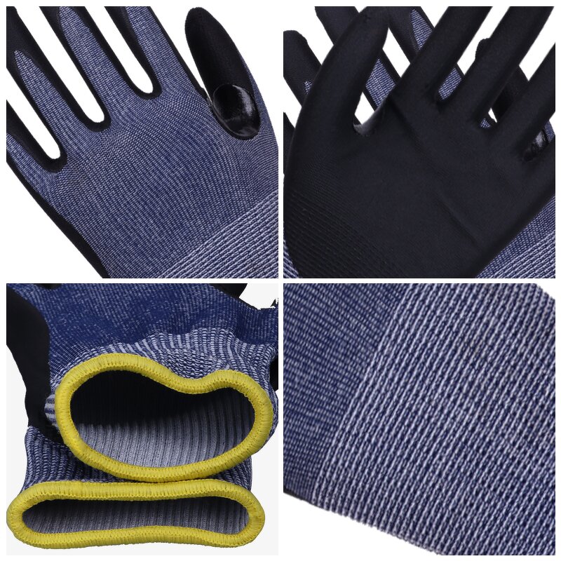 Ultra-Fine Foamed HPPE Safety Work Gloves Manufacturer - Knitted Nylon Latex Tiger Mouth Reinforcement XL General Purpose Soft Breathable Lined