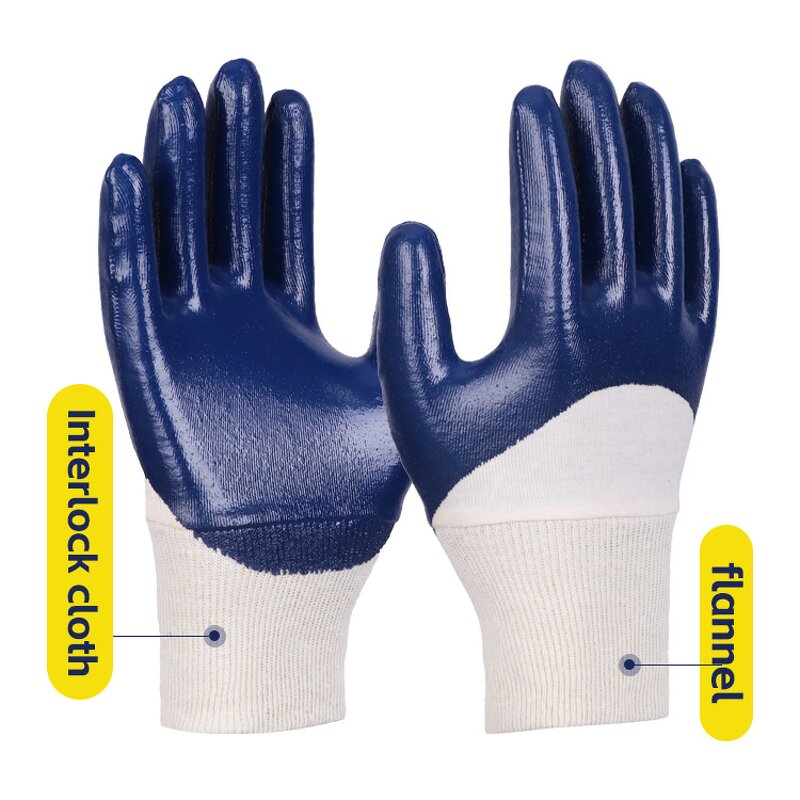 Fully Nitrile Coated Work Gloves Manufacturer - High Performance Ribbed Cuff Chemical Resistant Safety Anti-Slip Function Cotton XL