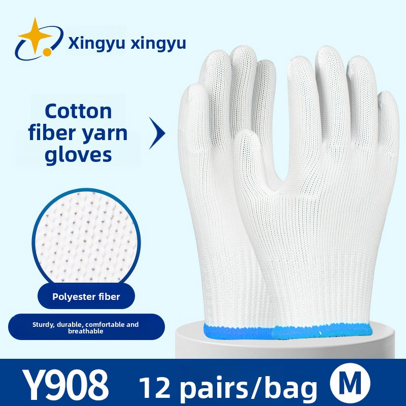 Anti-Slip Work Gloves Manufacturer - Thickened Breathable Construction Site Safety Wear-Resistant Polyester Cotton Safety