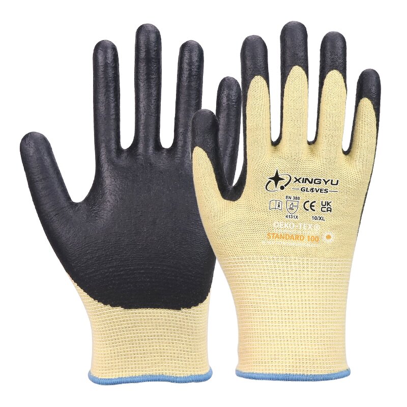 XL Soft Work Gloves Manufacturer - Nitrile Coating High Quality Waterproof Foam Safety Construction Nylon Spandex Material