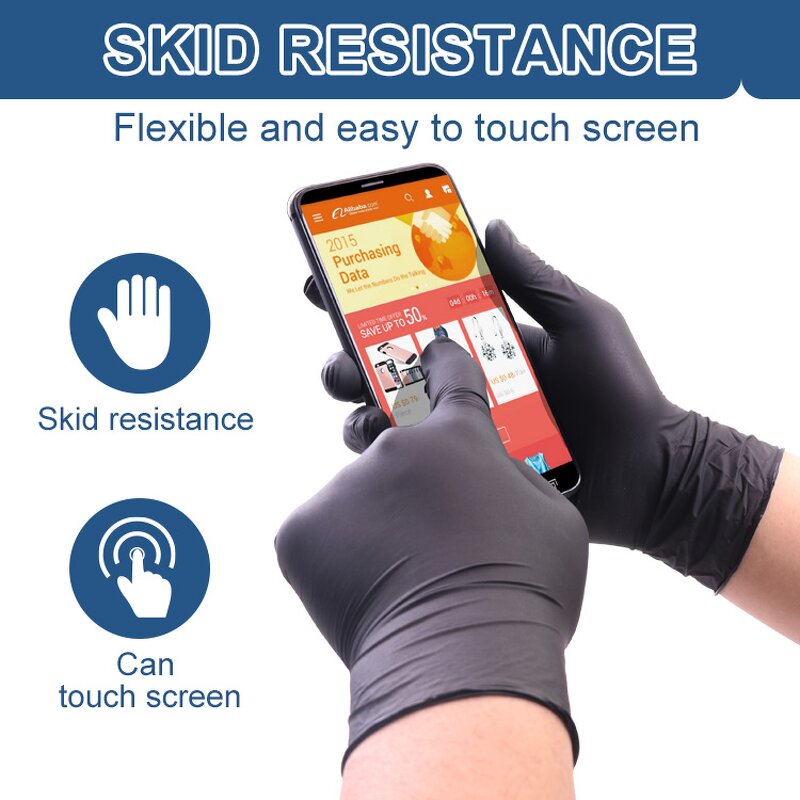 Black Disposable Tattoo Nitrile Gloves Manufacturer - Guantes De Nitrilo Powder Free Heavy Duty Disposable