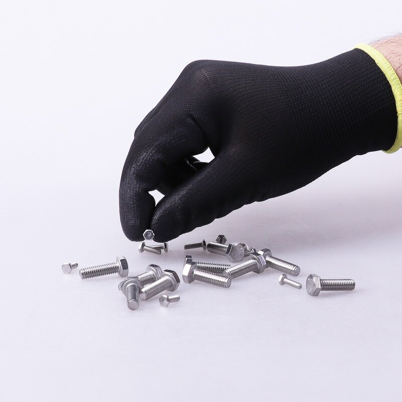 Custom CE Certificated PU Rubber Gloves Manufacturer - EN388 Black Garden Mechanic Flexible PU Coated Safety Work