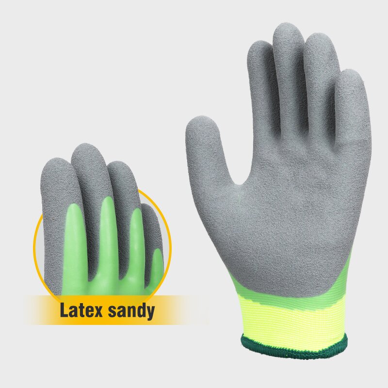 XL Double-Coated Latex Gloves Manufacturer - 15G Polyester Black Rubber Waterproof Winter Work Cotton Cold Proof Half-Coated