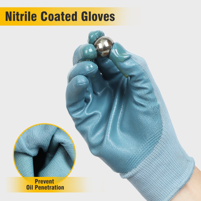 XL Nitrile Coated Gloves Manufacturer - Construction General Purpose Safety Anti-Slip Breathable Custom Work Safety