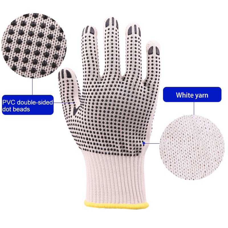 Wholesale Comfortable Anti Slip Work Gloves Manufacturer - Polyester White PVC Dotted Cotton Knitted Safety PVC Dot