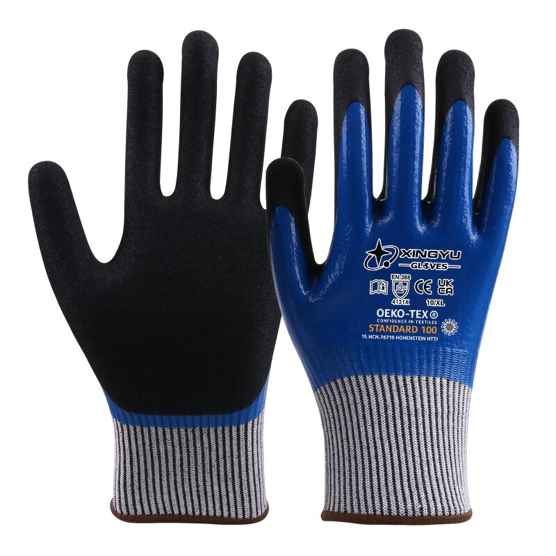 EN 388 Tiger Mouth Safety Work Gloves Manufacturer - Nylon with Micro Foam Nitrile Coating for General Purpose Anti-Cut & Anti-Slip
