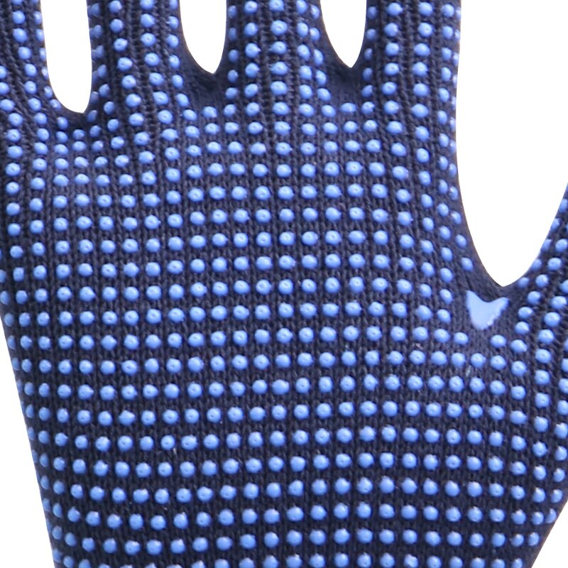 Blue Black Double-Sided Dotted Gloves Manufacturer - Cotton PVC Polyester Fabric Sweat Absorbing Anti-Cut Anti-Slip Brick Safety